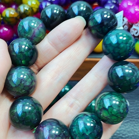 玛瑙/玉髓手链未镶嵌冰青紫龙鳞20