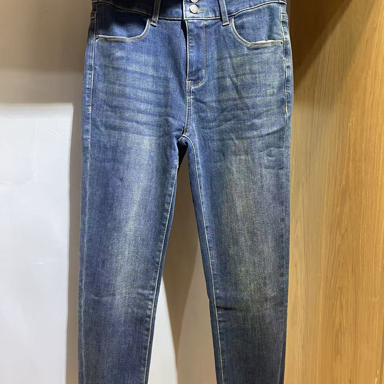 小个子女生高腰修身九分小脚牛仔裤显瘦显高百搭