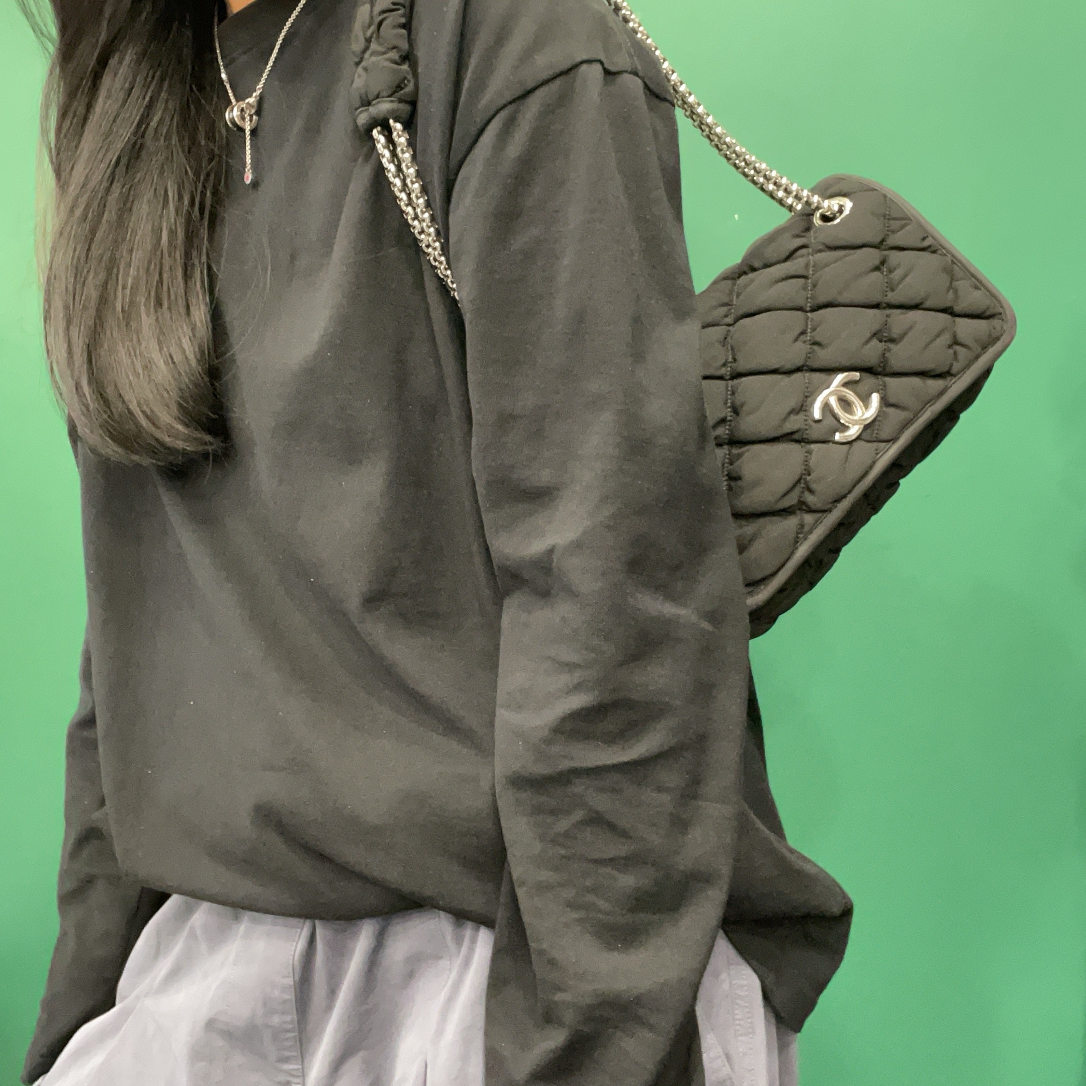 95新 Chanel/香奈儿 【KK】 88 1179 黑银泡芙云朵单肩包