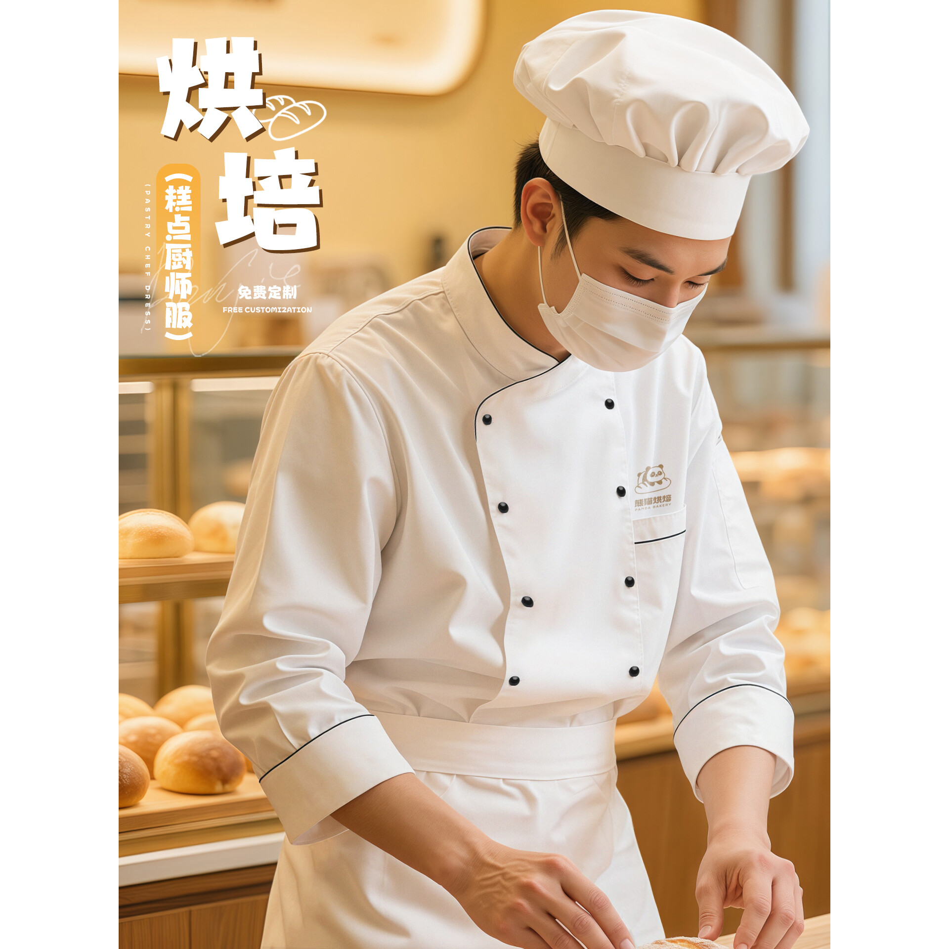 高端厨师工作服长袖定制秋冬餐饮专用酒店餐厅后厨房饭店高档厨衣