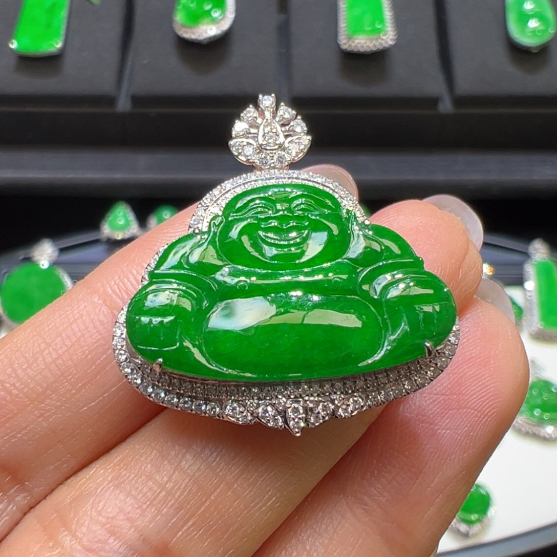 翡翠颈饰18K金镶嵌收到货48小时鉴赏期