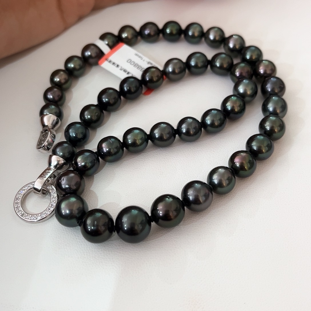 海水珍珠颈饰未镶嵌孔雀绿8-11