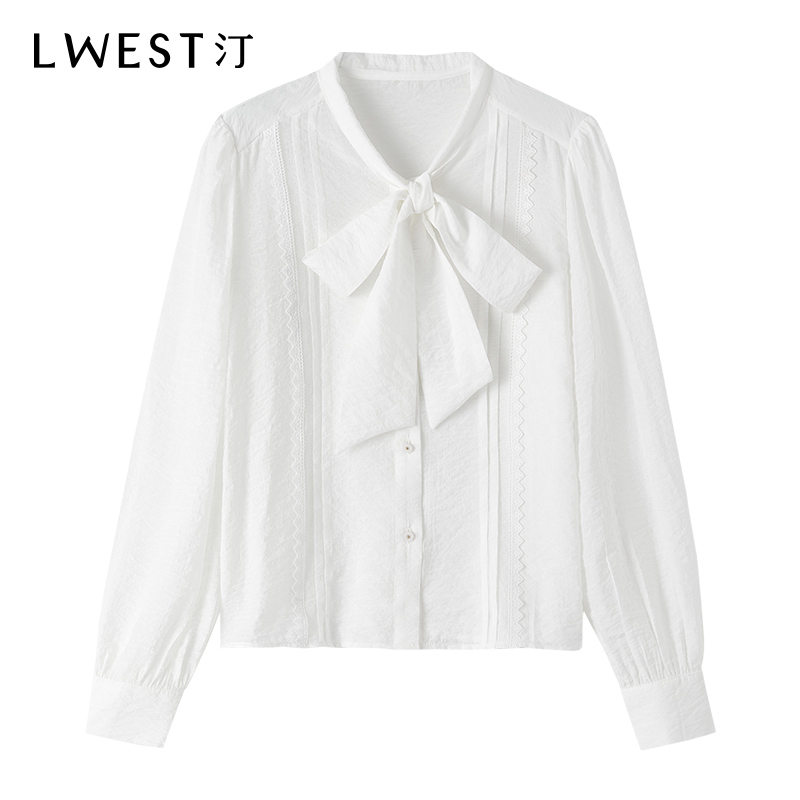 12326【大叔专享】朗文斯汀纯色系带百搭气质雪纺衫LDMX33012326