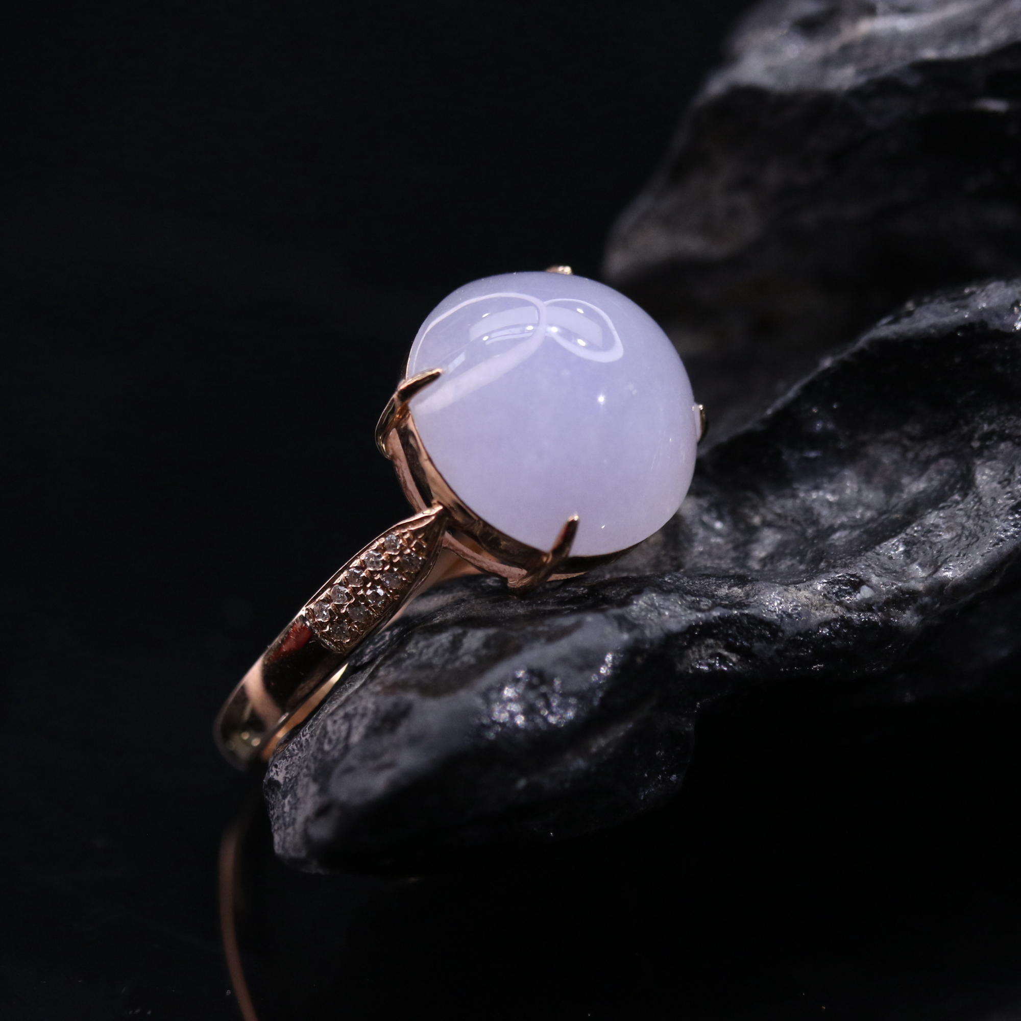 14天然缅甸翡翠A货18k紫蛋面戒指/500127/北京中保拍卖