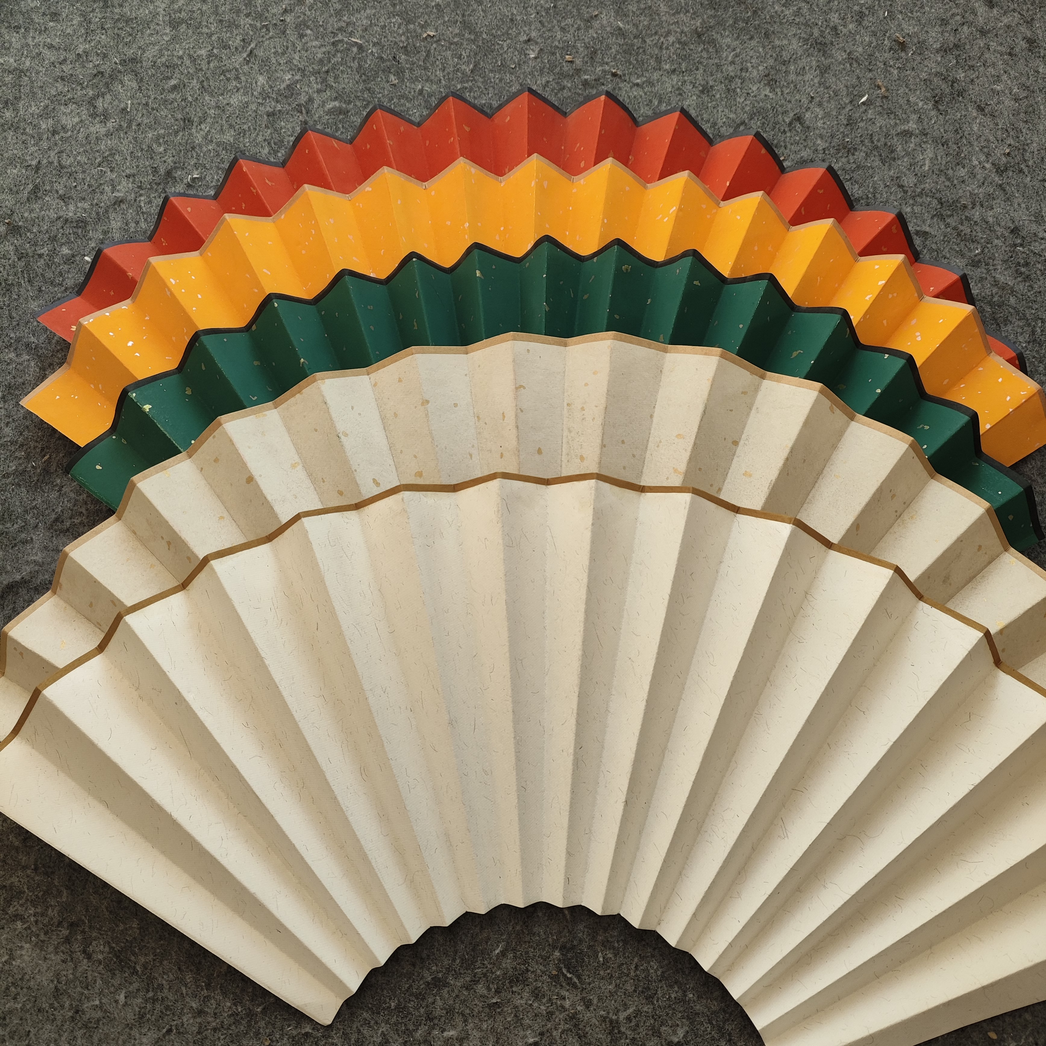 可折叠宣纸古风扇面有通条加厚万年红翠绿替换空白宣纸扇面包邮