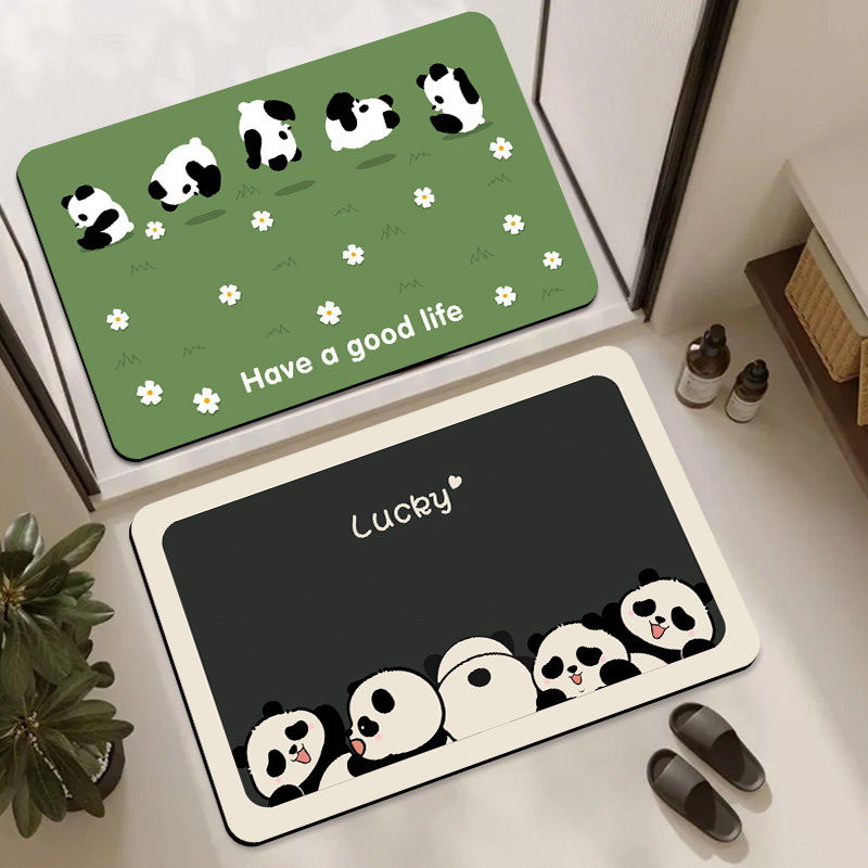 熊猫卡通浴室吸水地垫软硅藻泥卫生间门口防滑脚垫子厕所速干地毯