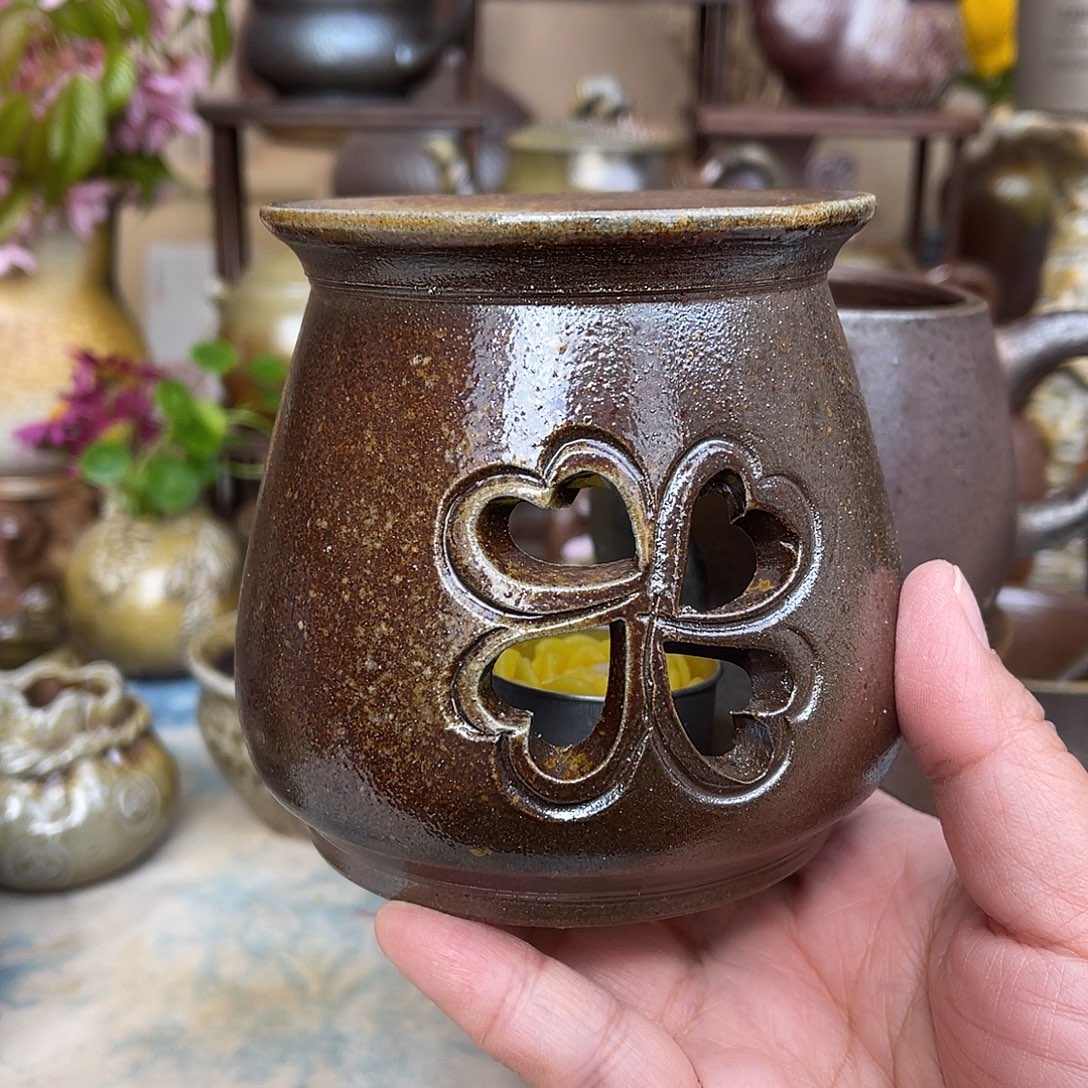 陶手工雕刻镂空温茶炉