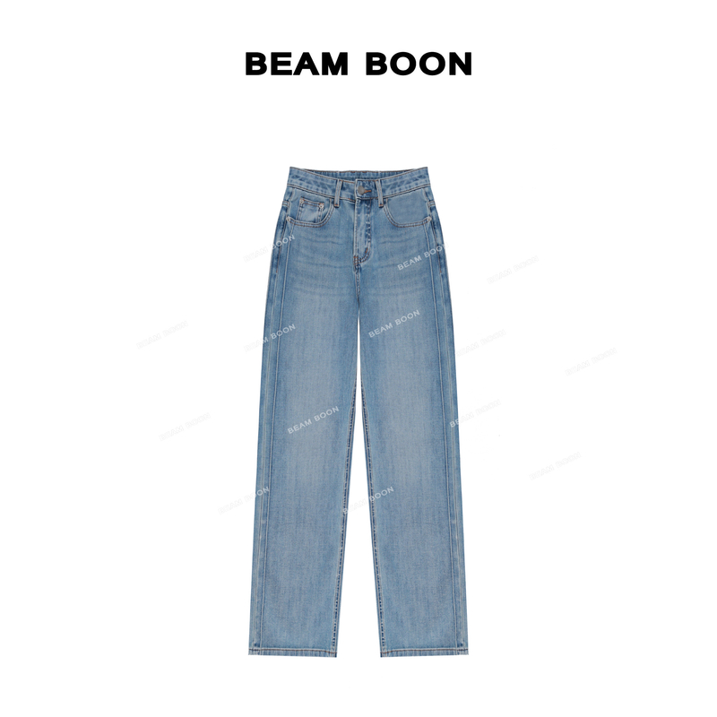 Beam Boon|【哆啦牛仔2.0】超模立裁莱赛尔软弹直筒垂感拖地牛仔裤