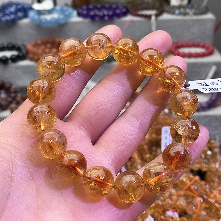 水晶手链未镶嵌黄水晶13+