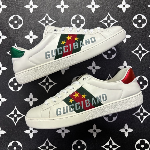 95新 GUCCI/古驰 40欧码刺绣花卉ace板鞋/复古/时尚/百搭白色