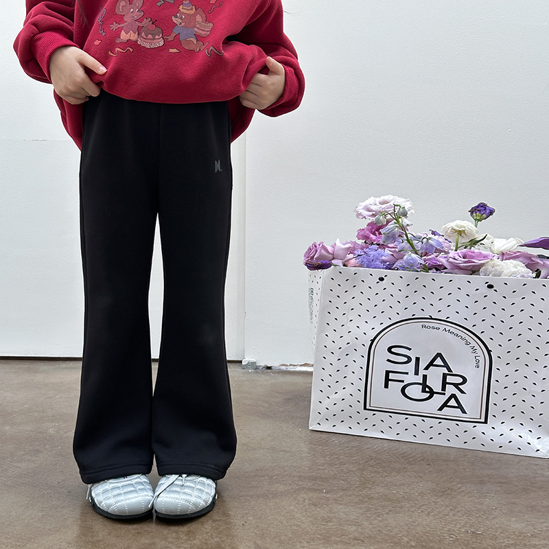 【加绒喇叭裤】女童韩加厚保暖精棉云朵绒日常款修身微喇叭裤25H035