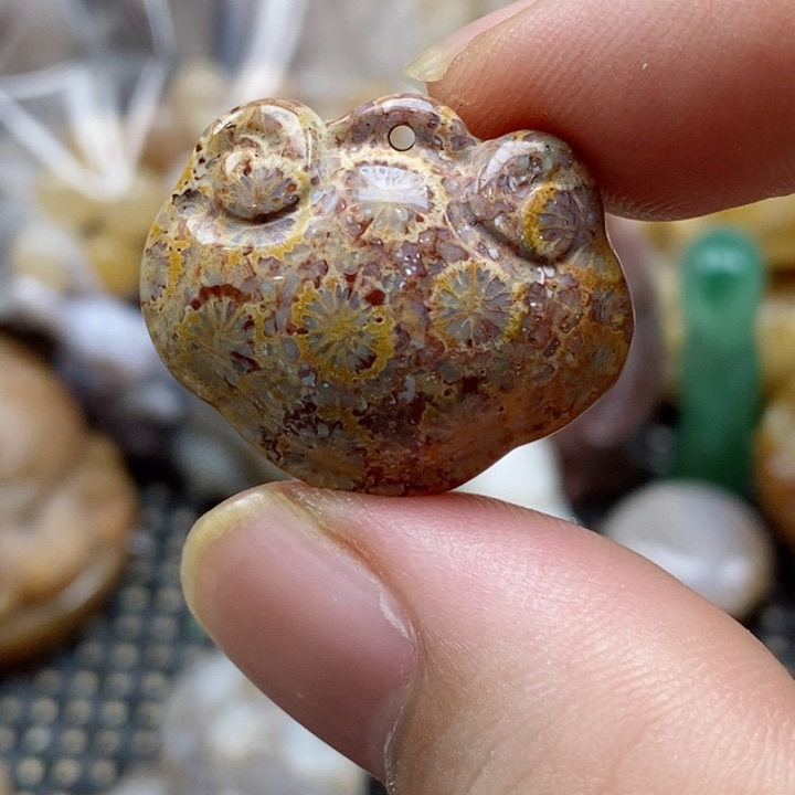 硅化珊瑚（珊瑚玉）颈饰未镶嵌小吊坠