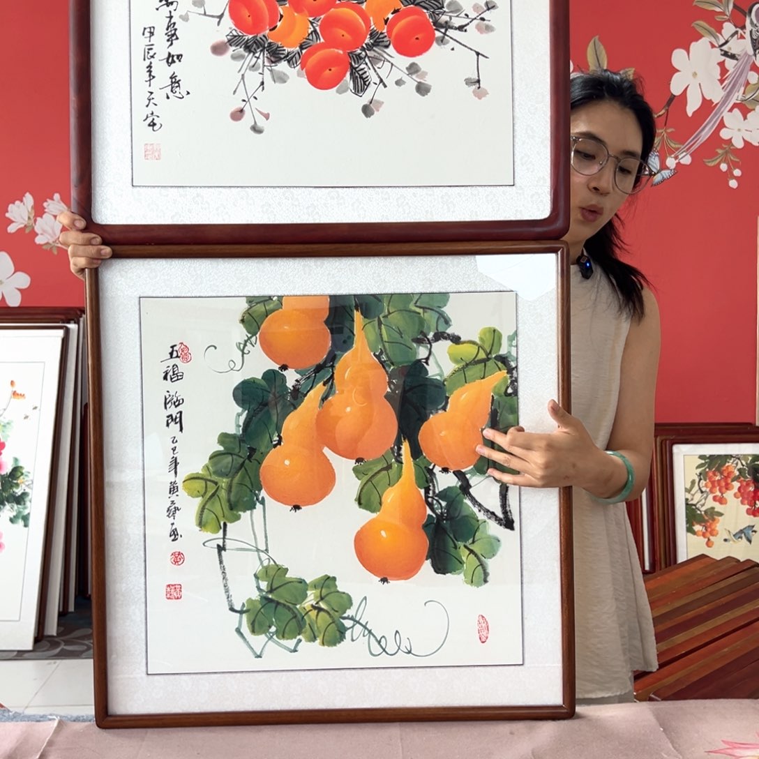 国画x*d手写手绘带框包邮62✖️62国画作品