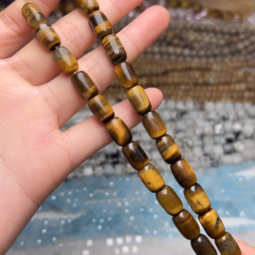 玛瑙/玉髓合金珠宝半成品Y25。8mm黄虎眼桶珠一条