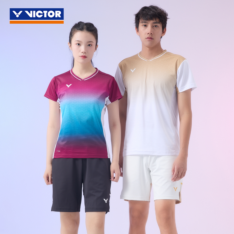 2025victor胜利羽毛球服李梓嘉同款大赛服男女速干透气短袖威克多