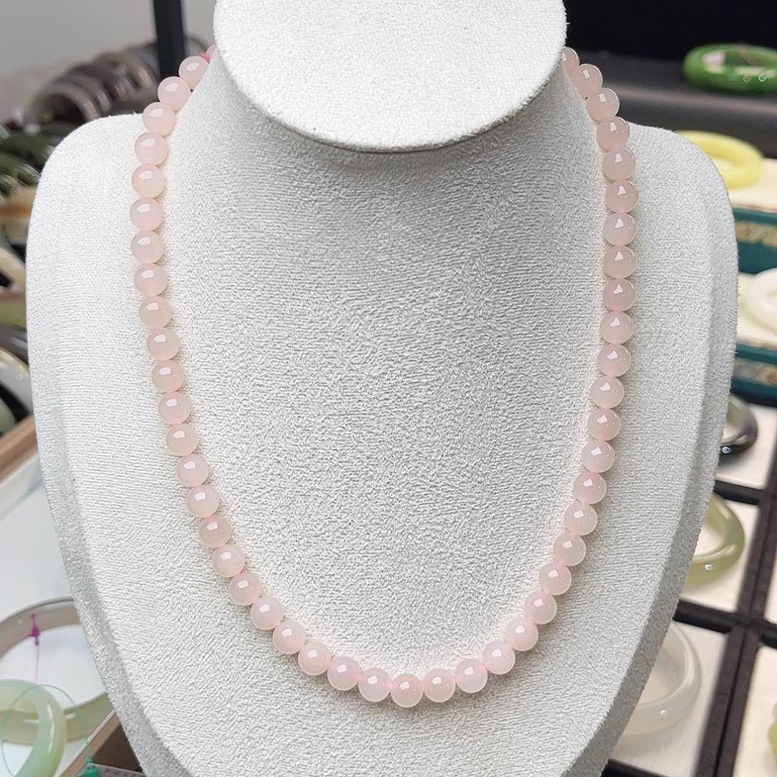 和田玉颈饰未镶嵌冰粉项链 卡8