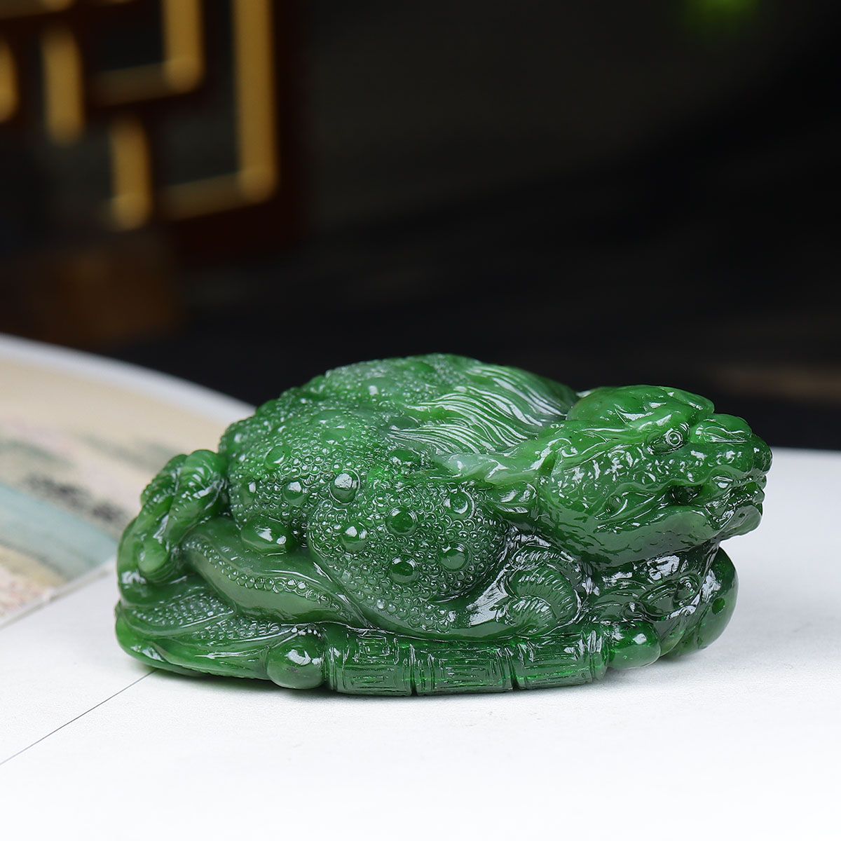 1228101和田玉碧玉龙龟