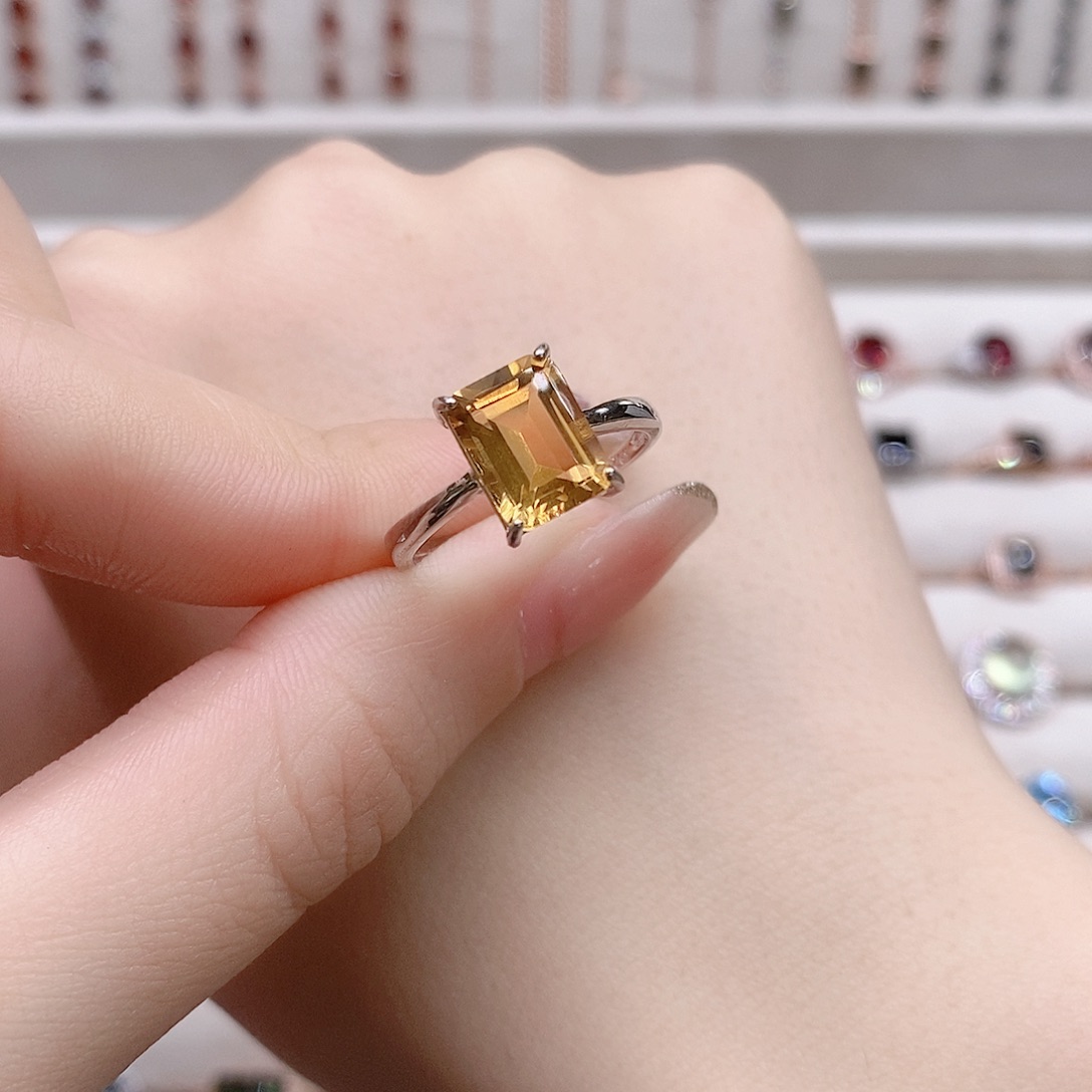 水晶戒指银S925镶嵌开口