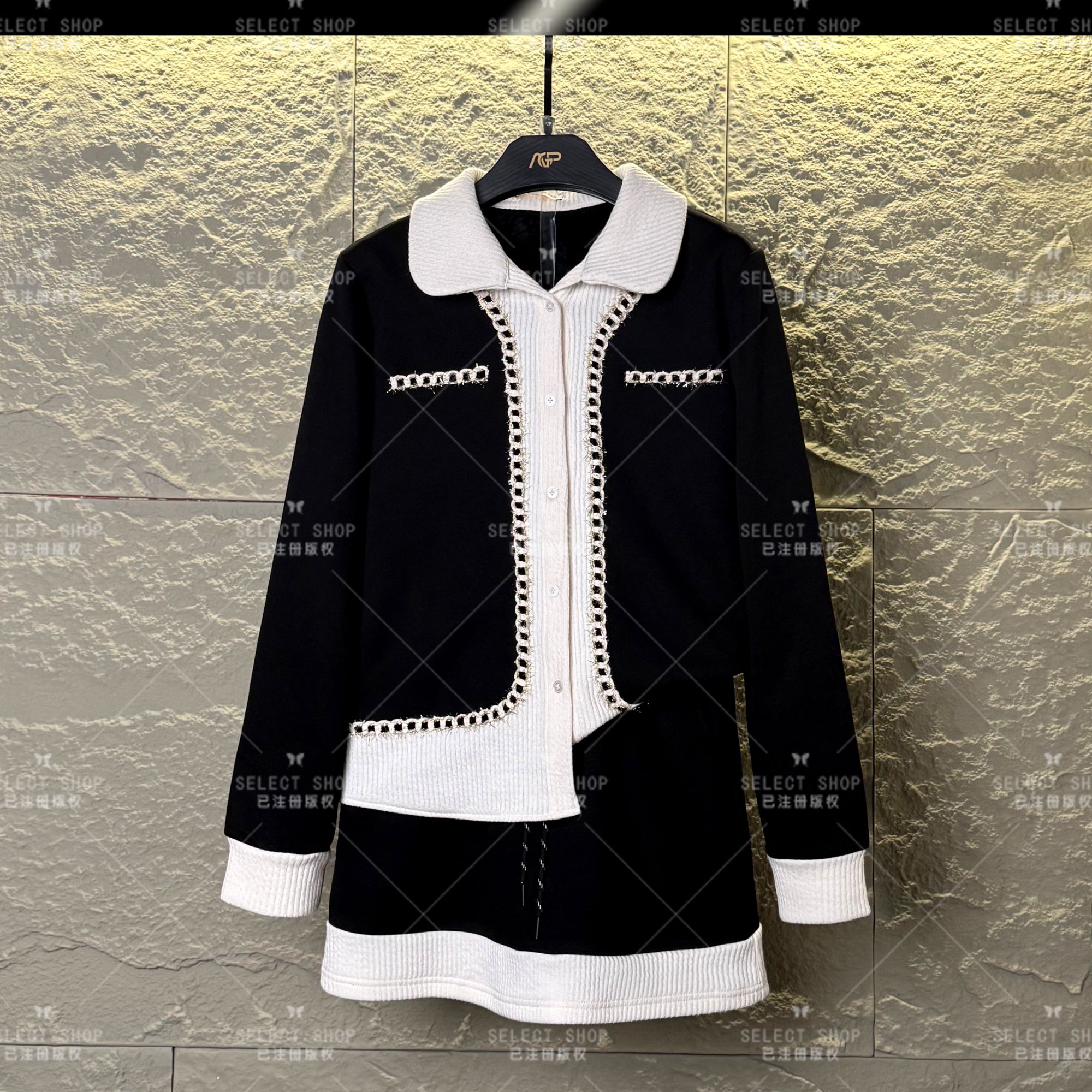 AGP-T233<加绒系列>设计师款|宽松版秋冬季长袖连帽短裙休闲翻领