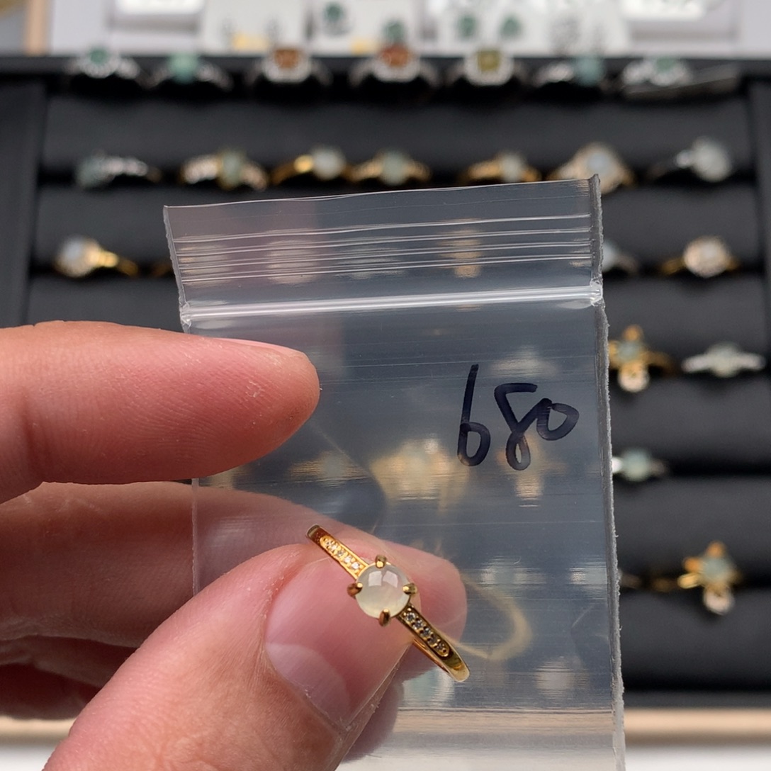 翡翠银S925镶嵌戒指680