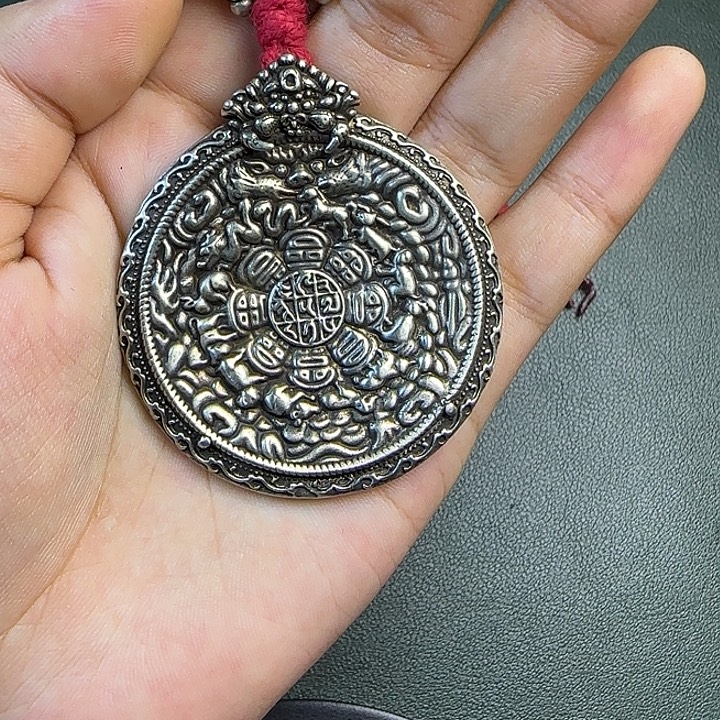 黑***子铜铁合金类藏传工艺品九宫八卦
