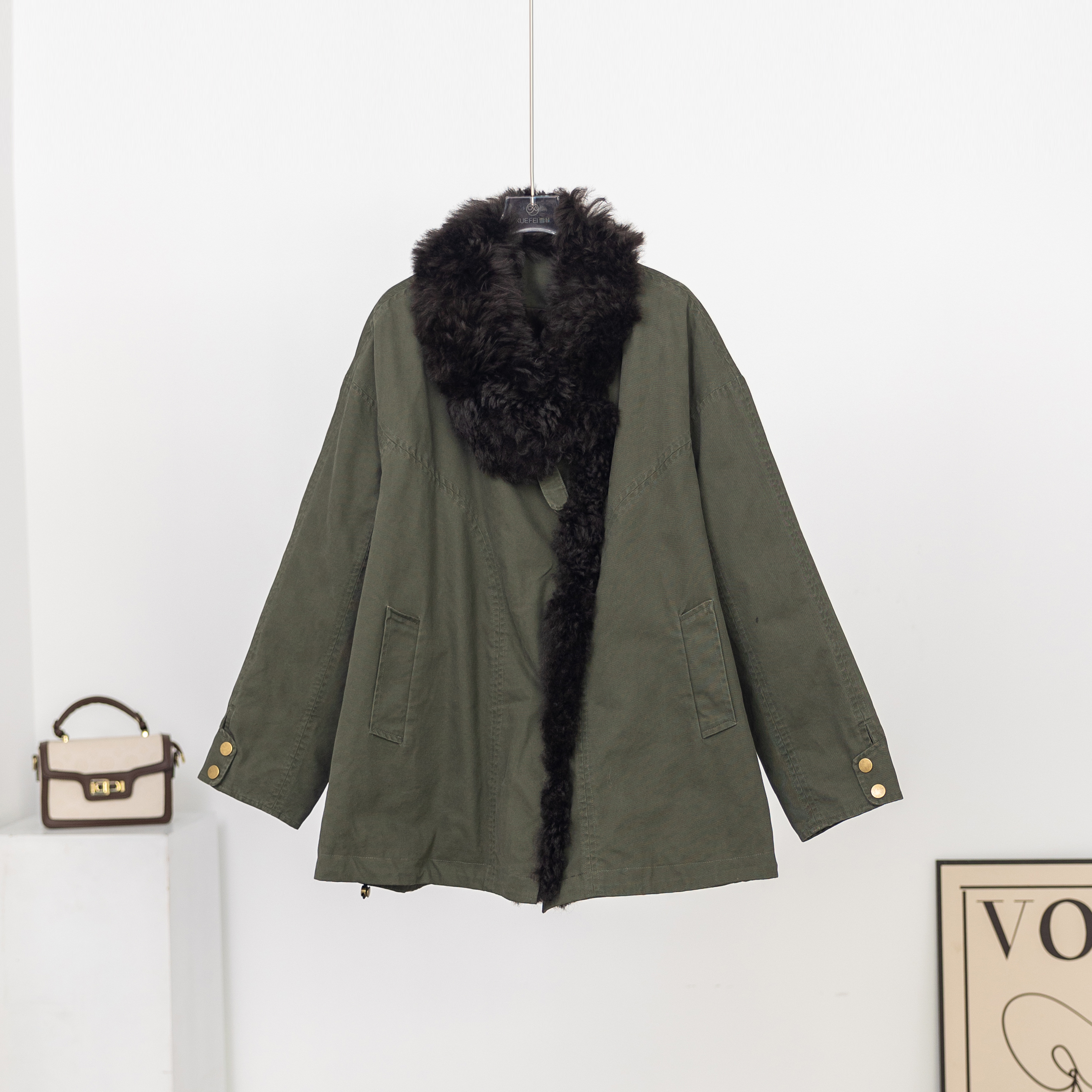 无印心匠Y835 羊毛领~ 90%鹅绒中长款 25835加厚 羽绒服 女 K2271