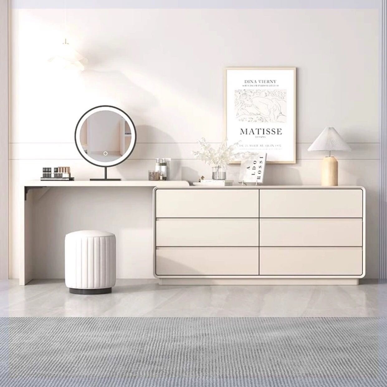 新疆包邮 轻奢实木烤漆蓝牙音箱多功能梳妆台收纳一体现代简约风