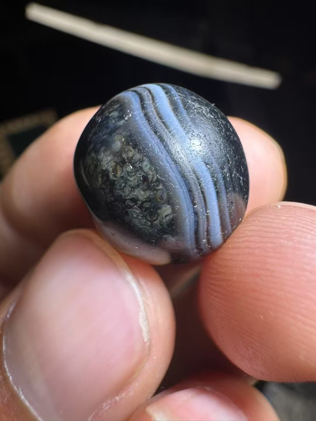 风化马蹄纹包浆玛瑙手工珠尺寸27 - 29mm