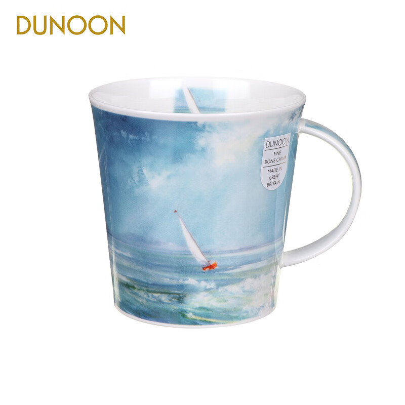 骨瓷马克杯茶杯咖啡杯高颜值陶瓷水杯礼盒装 风帆海景画480ML