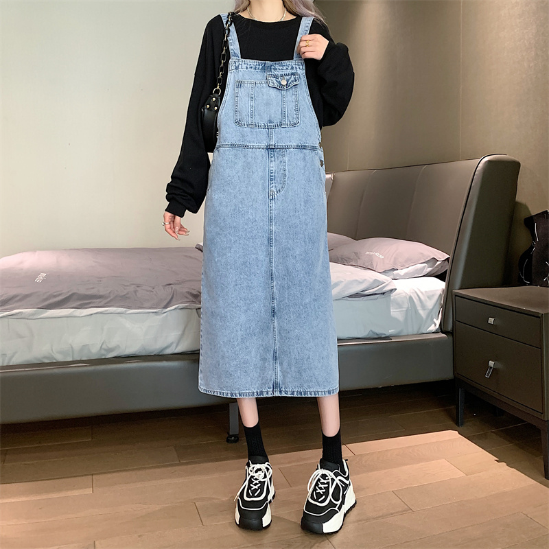（8）春季新款法式直筒背带裤显瘦牛仔背带裙女早春气质时尚裙子