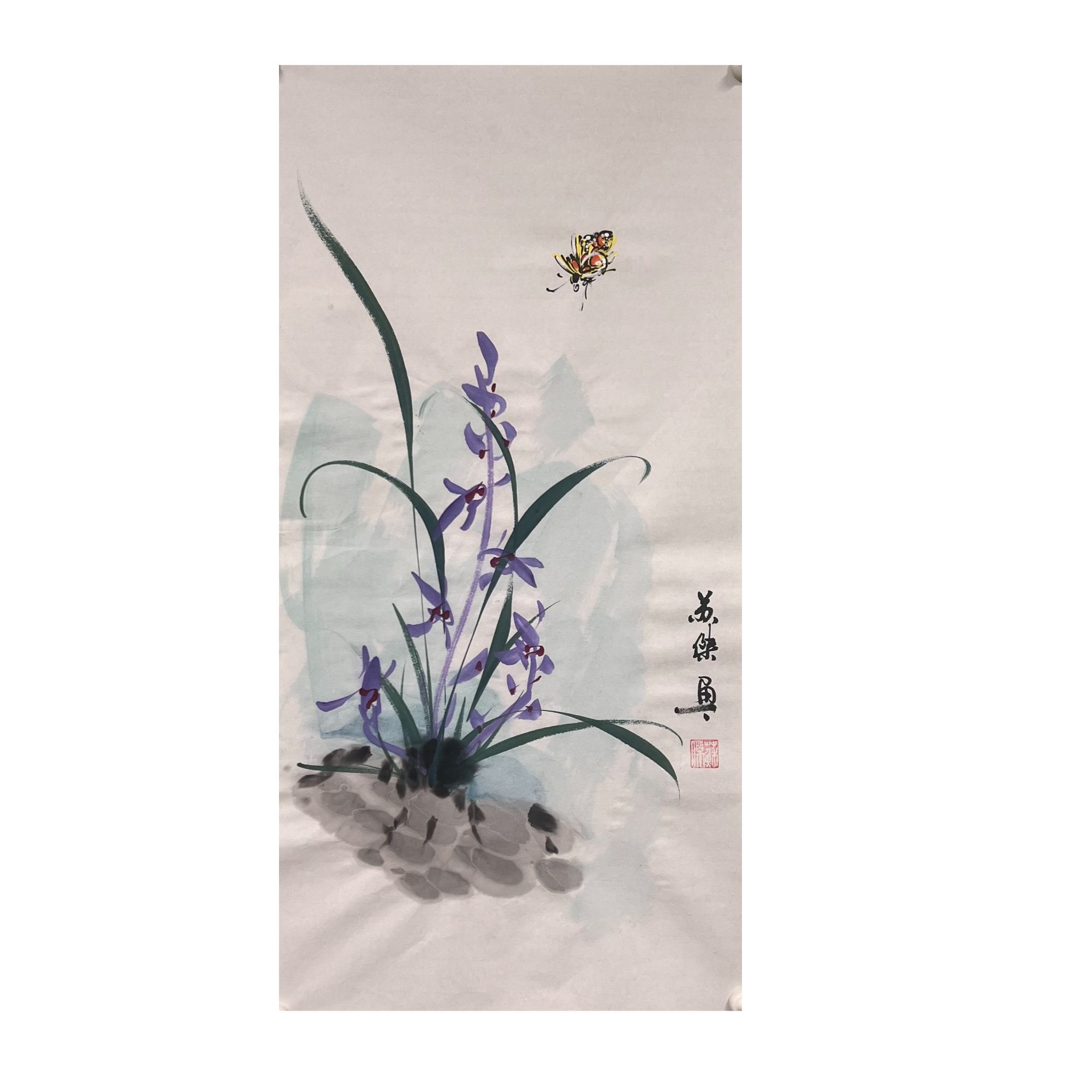 纯手绘兰花单条35*70宣纸画作适合玄关客厅卧室装饰