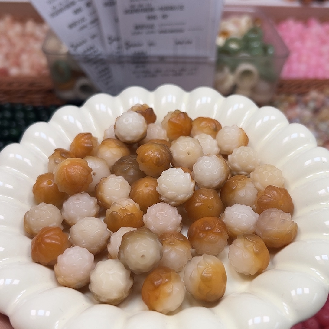 手串菩提根/象牙果炭烧莲花8颗