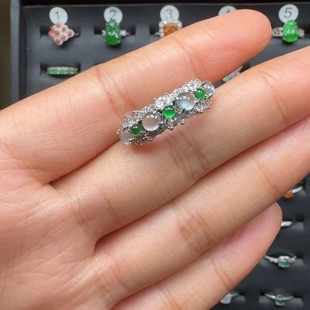 翡翠银S925镶嵌戒指