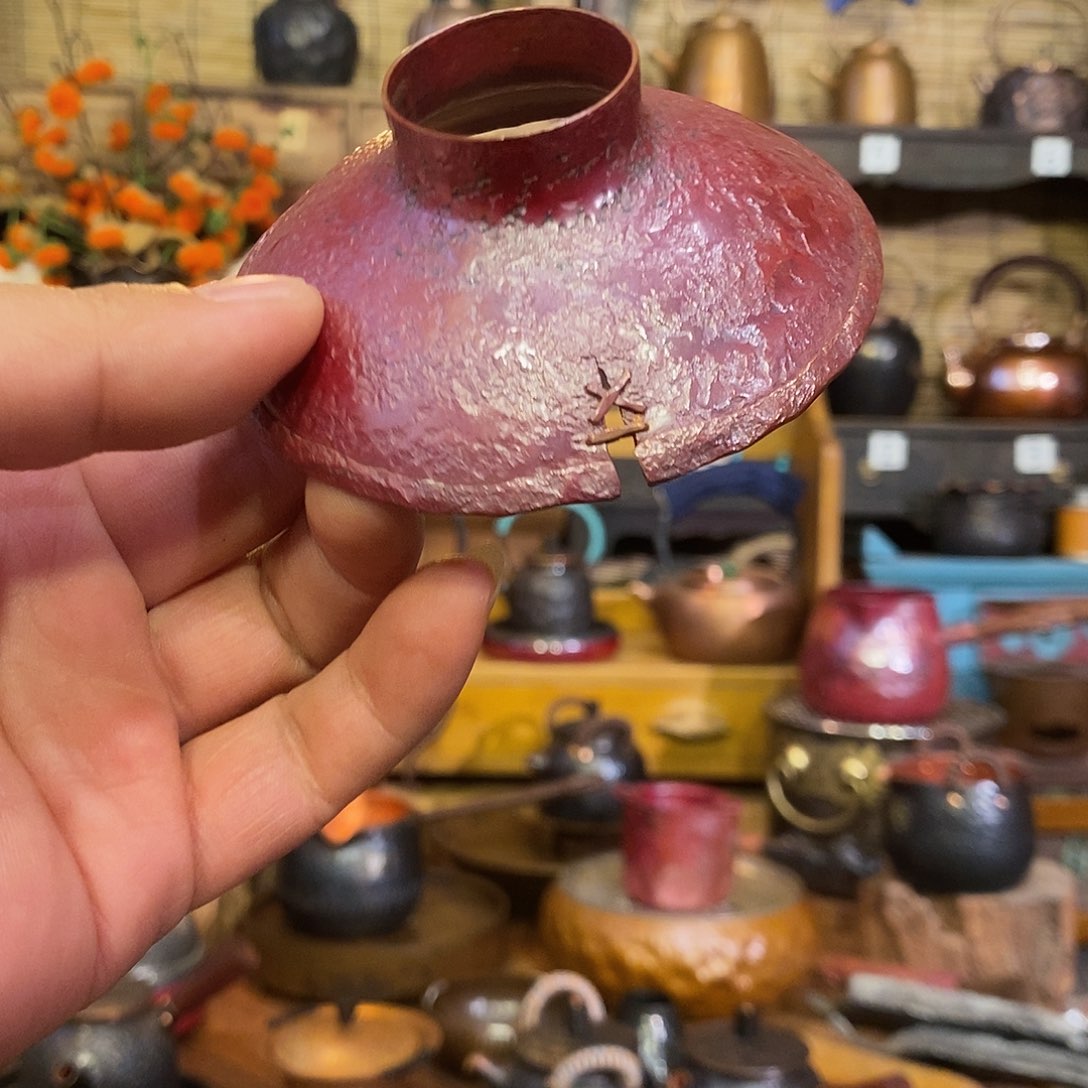 今语择物紫铜红色投茶器
