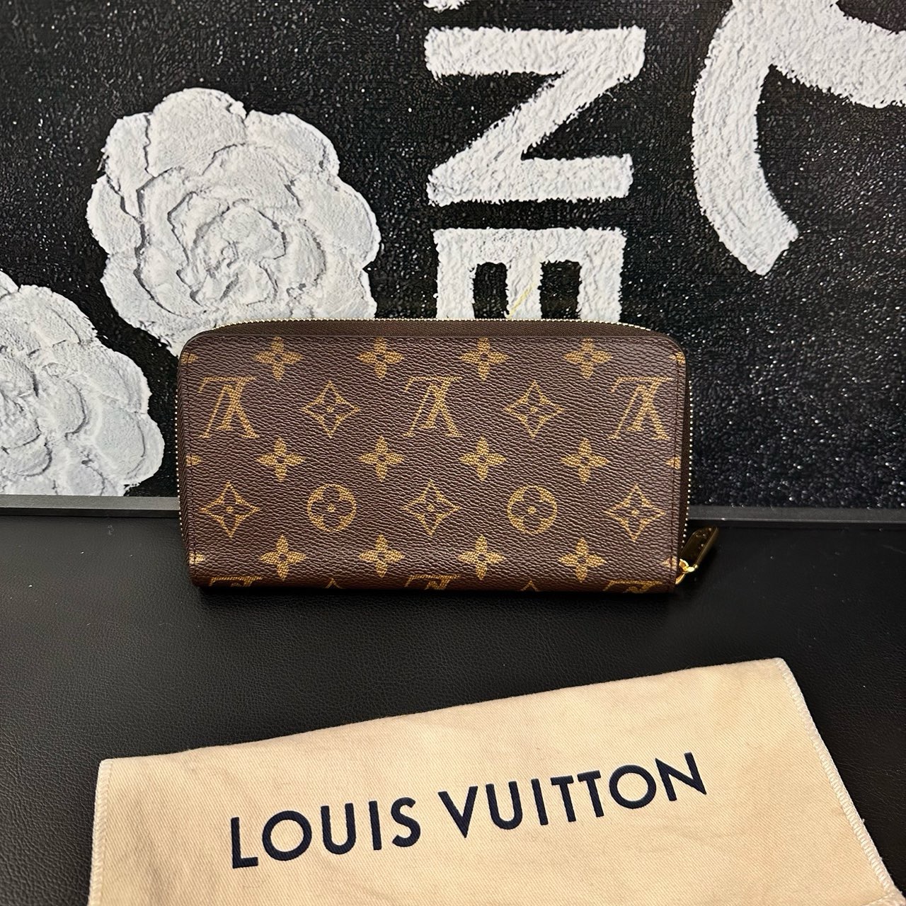 95新 LouisVuitton/路易威登 老花拉链钱包17年 B1545
