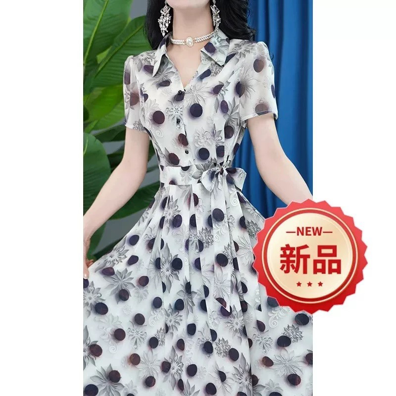 A0562高级时尚洋气系带收腰夏季新款翠花连衣裙