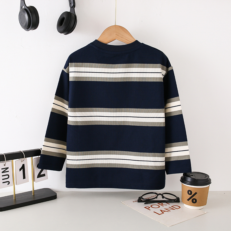 AW3010Y儿童上衣洋气春秋韩版条纹宽松宝宝秋男童长袖中大童秋冬