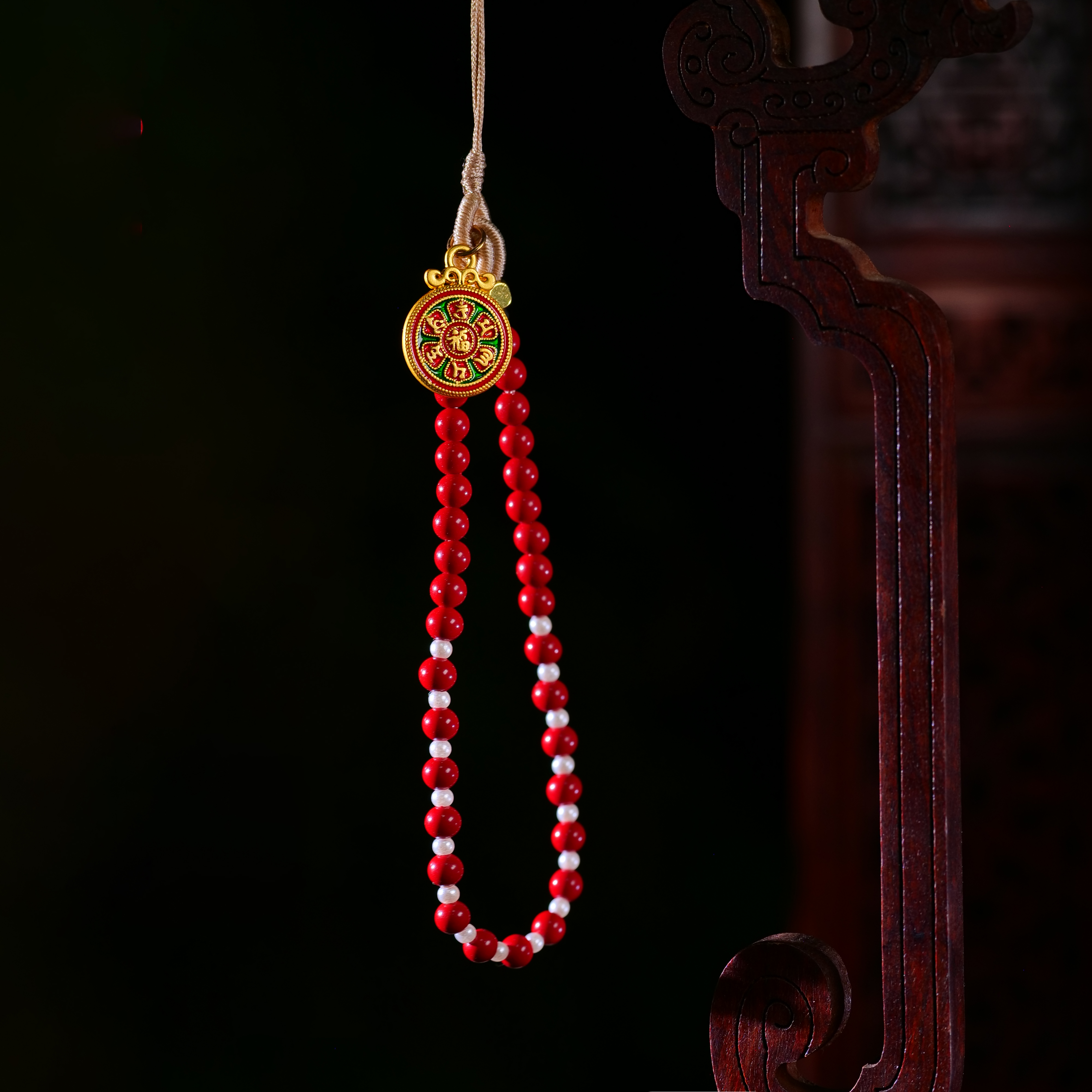 含辰砂工艺品【小雨来了】4mm朱砂红砂手机挂 包包挂 压襟