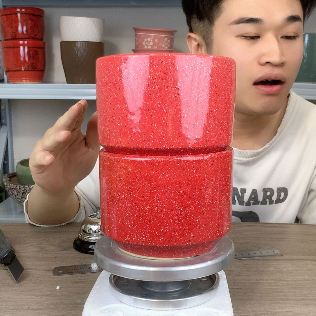 红陶红色草莓红花盆14x10两个花盆