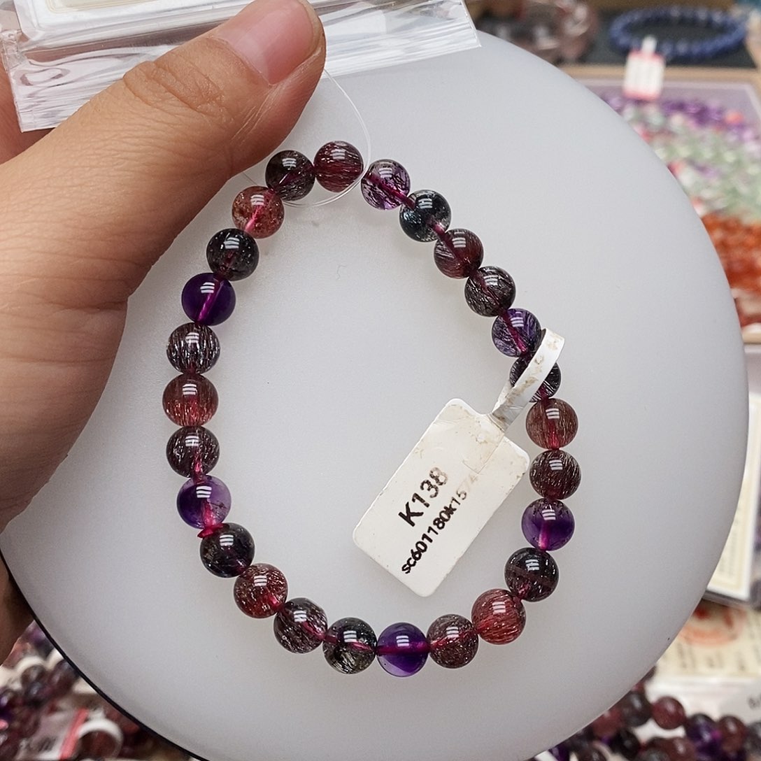 未镶嵌手链水晶K138黑加仑7+