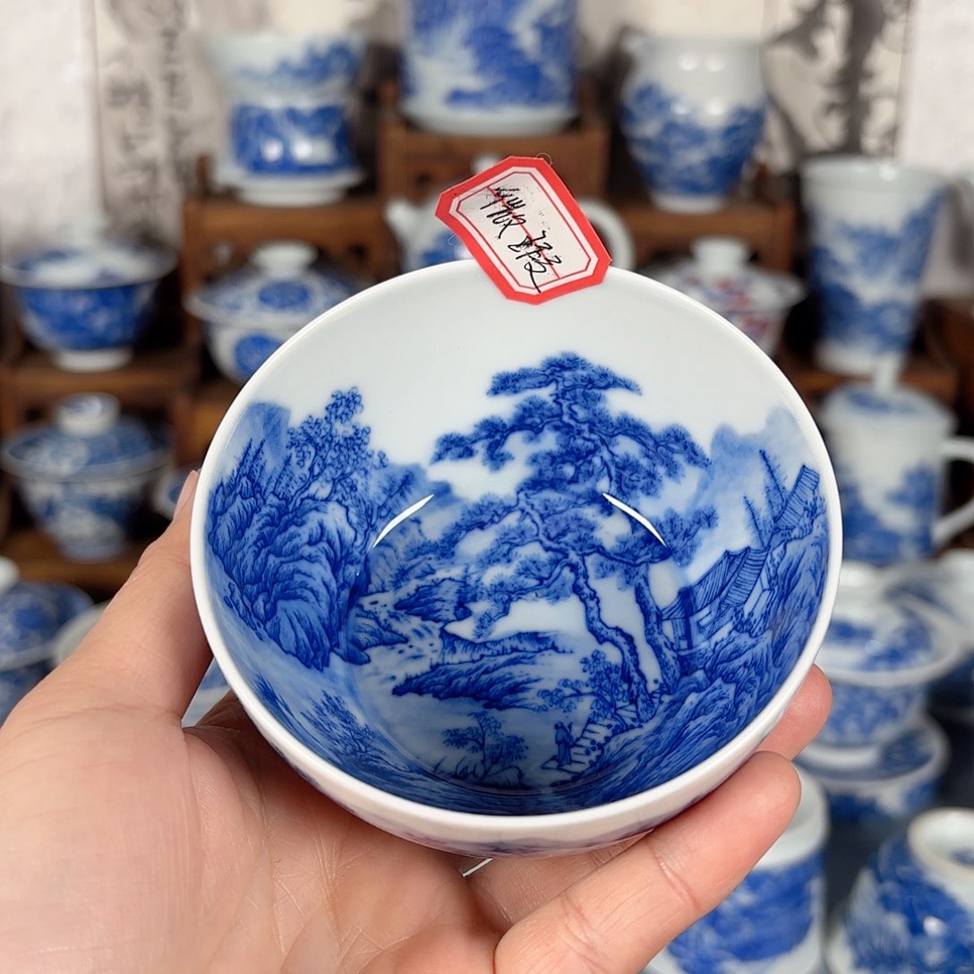 杯风*青花瓷器手绘作品杯