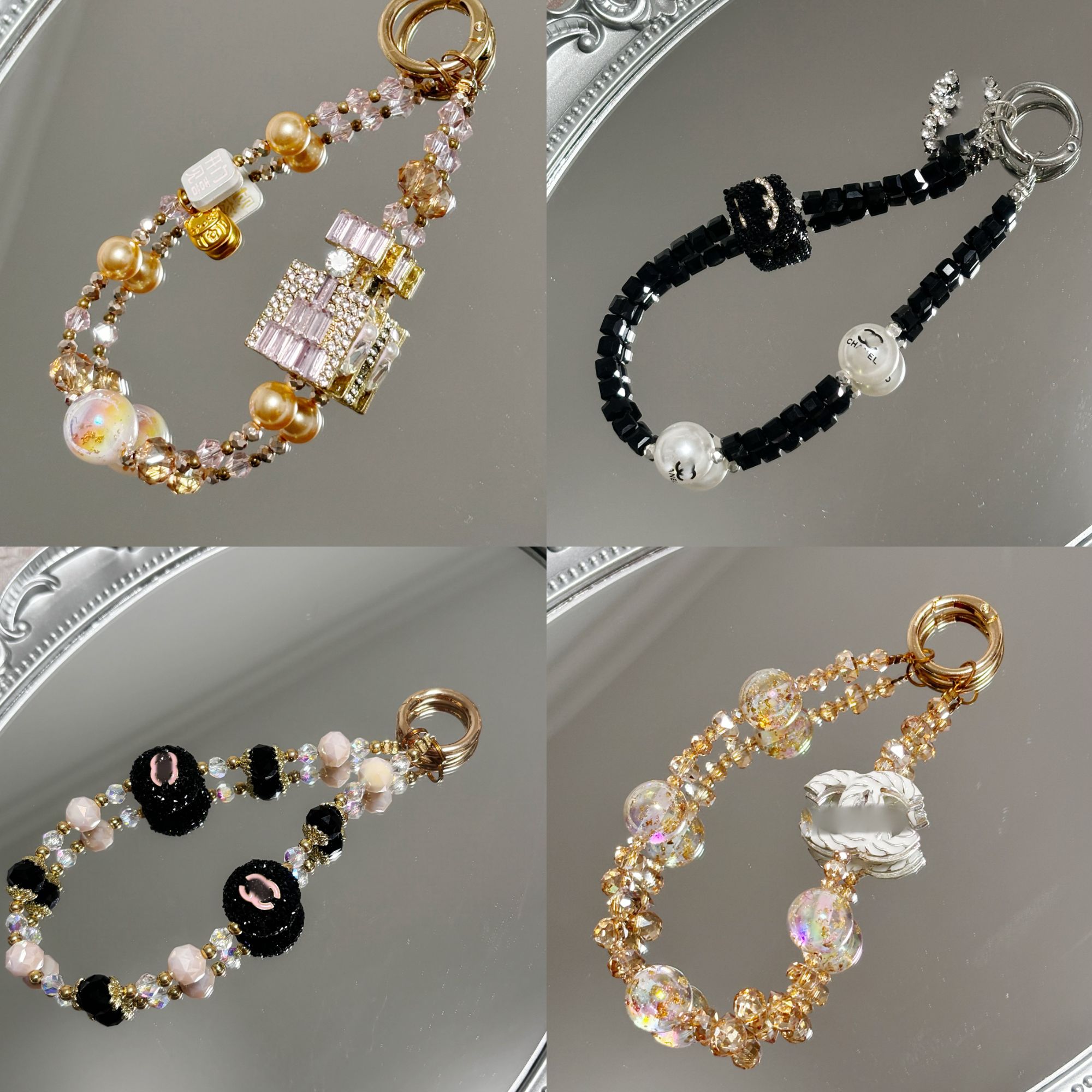 【小香风高定手机链条合集】适用苹果安卓手工链条防丢挂绳通用