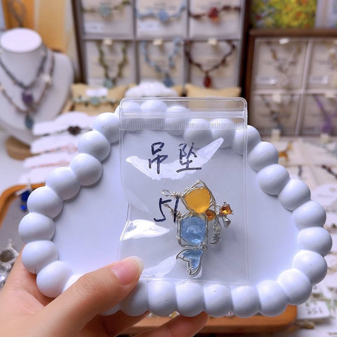 石英石纯铜锡合金纯铜51吊坠