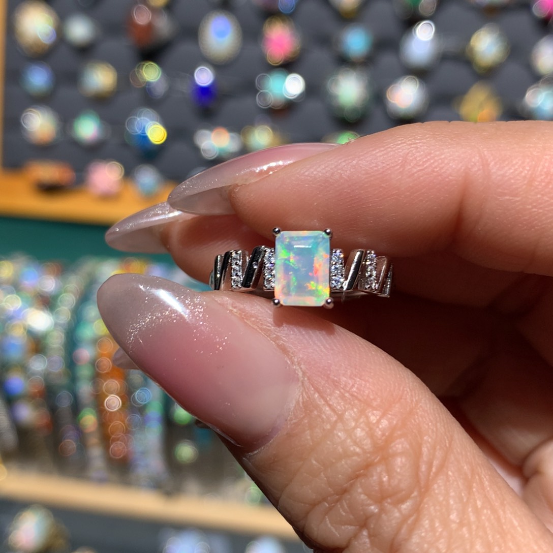 欧泊福利戒指银S925镶嵌