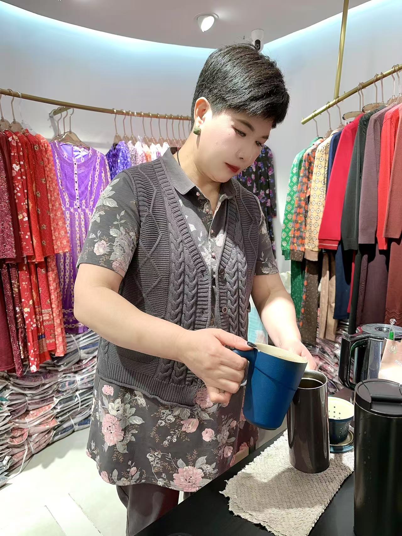 1500# 时尚连衣裙妈妈装女装套装