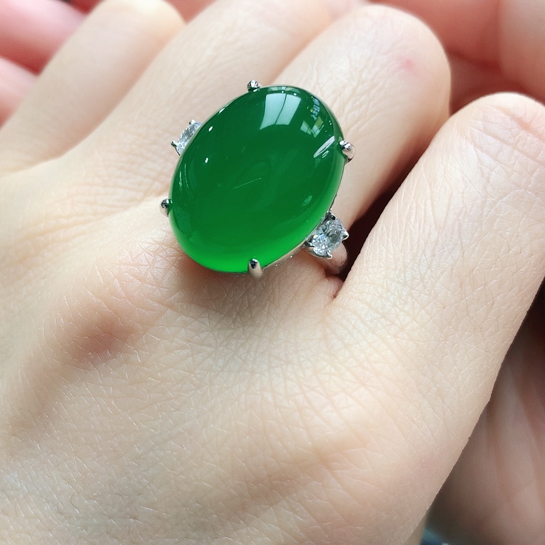 玛瑙/玉髓戒指银S925镶嵌