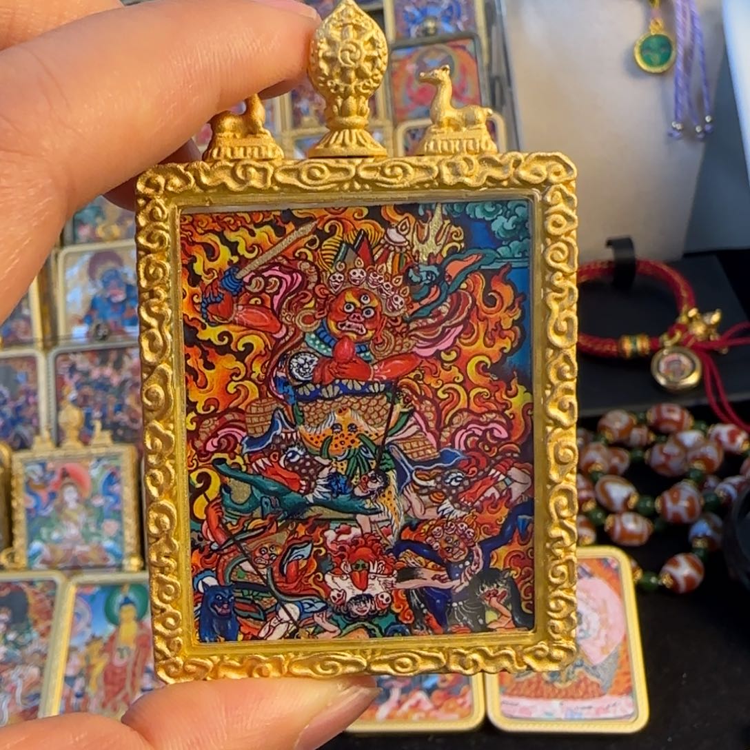 吊坠姊妹护法热贡唐卡