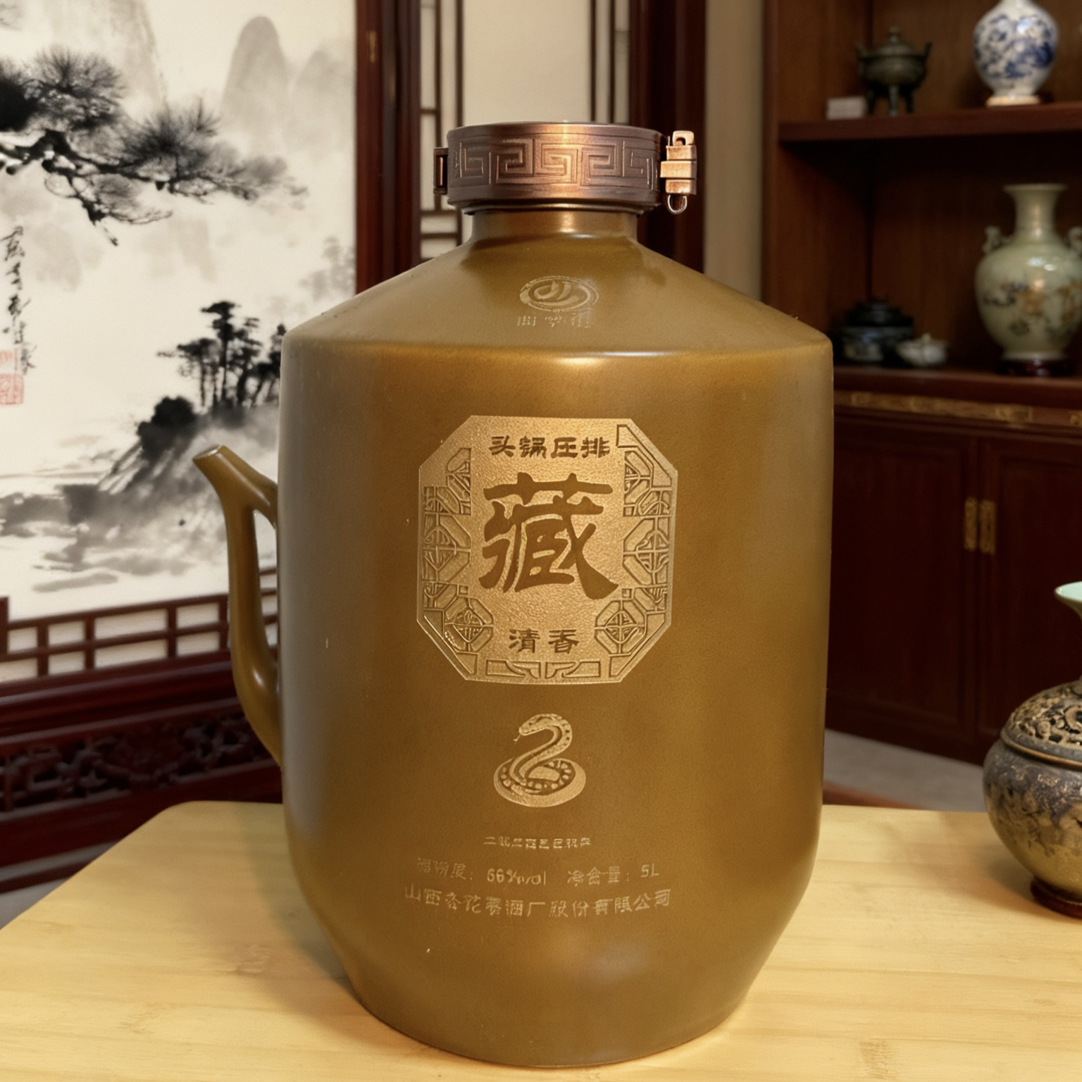 曲掌柜2025头锅压排清香型白酒增长发酵一年一次坛装66度5000ml