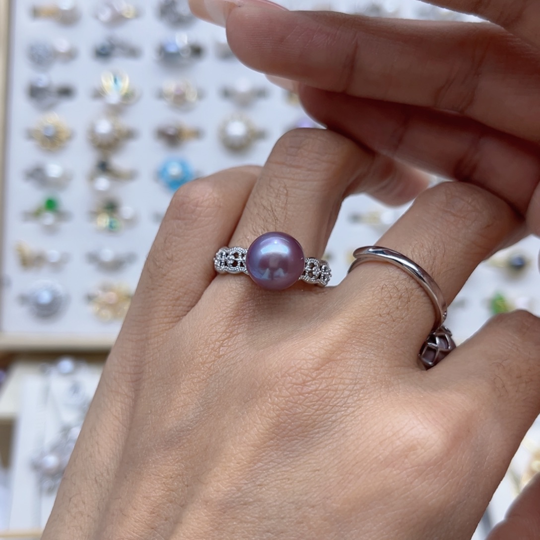 以***礼合金淡水珍珠戒指