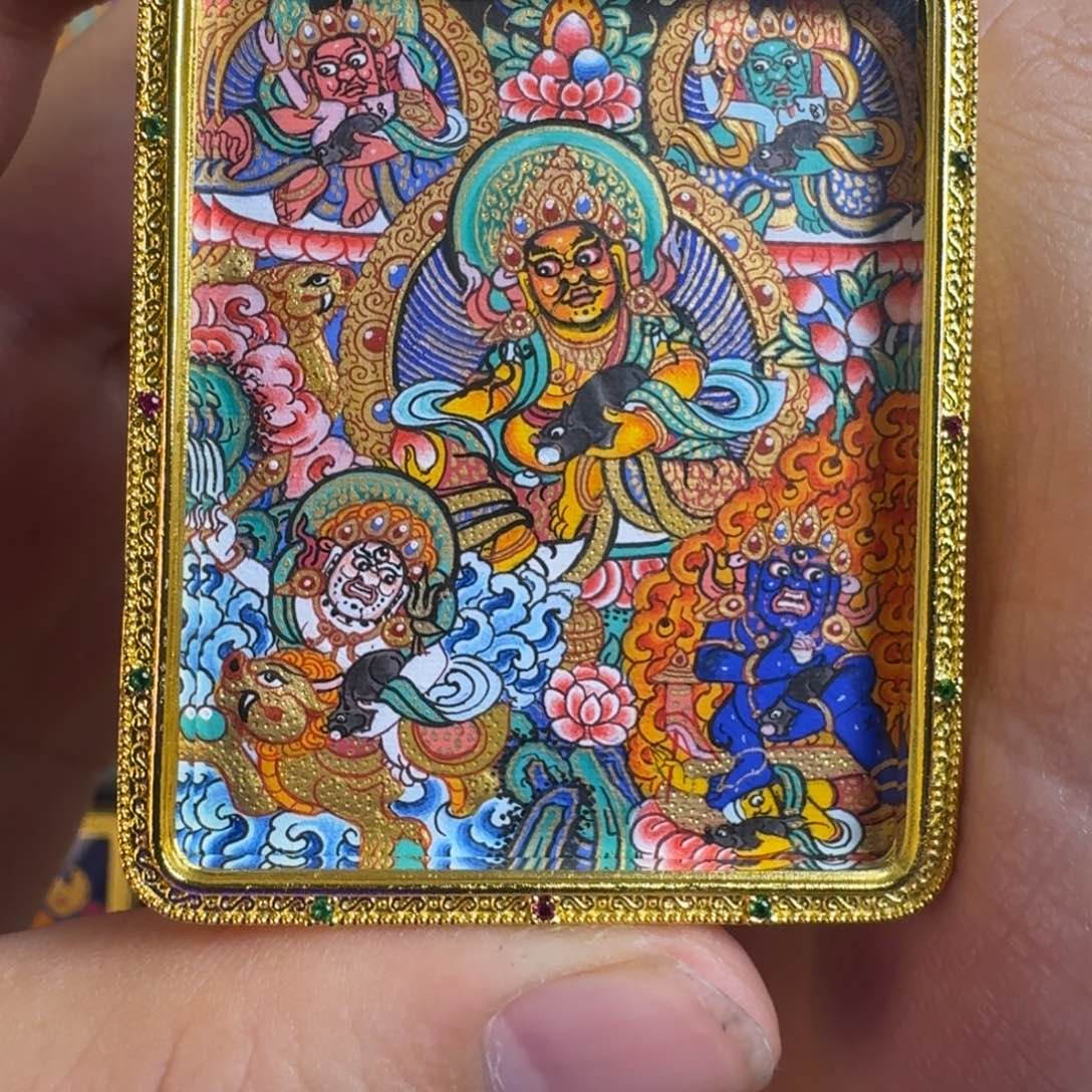 吊坠热贡五路财神唐卡